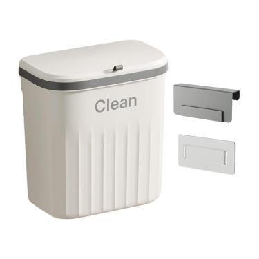 Imagem de Baoblaze Lixeira suspensa de cozinha, lixeira de compostagem interna montável, balde de lixo montado na parede para carro, Branco 12L