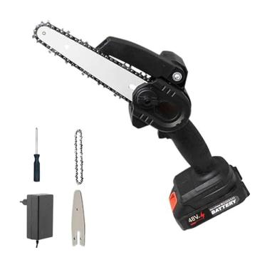 Imagem de Mini Motosserra Eletrica 48V Potente 6 Polegadas Sem Fio Portatil Bambu Madeira Carpintaria Jardinagem