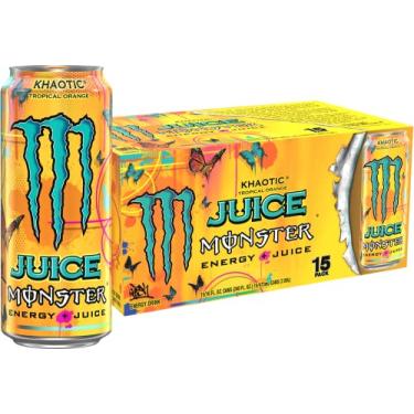 Imagem de Monster Energy Juice Monster Khaotic Tropical Orange, Energy + Juice, Energy Drink, 473 ml (pacote com 15)