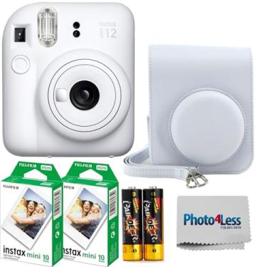 Imagem de Câmera instantânea Fujifilm Instax Mini 12, branco-argila, 2 pacotes com 20 impressões de filme instantâneo Fuji Instax Mini, capa protetora, combo de presente