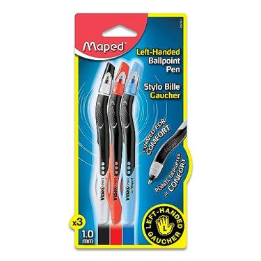 Imagem de Maped – Caneta esferográfica Visio para canhotos de secagem rápida – Pacote com 3 – Canhoto – Inovadora