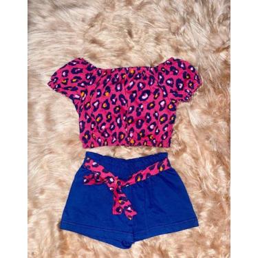 Imagem de Conjunto Oncinha Pink Cropped Bermuda - Miniature