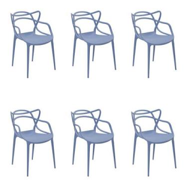 Imagem de Kit 6 Cadeiras Decorativas Sala E Cozinha Feliti (Pp) Azul Caribe G56
