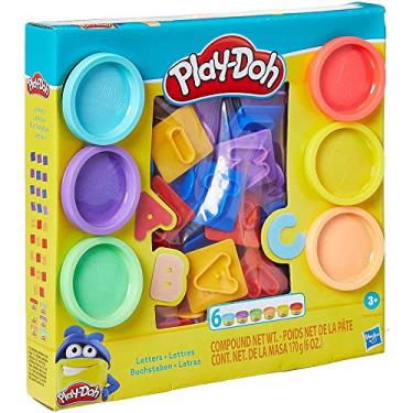 Imagem de Play-Doh Conjunto de Massinha Letras, kit com 6 potes de massa de modelar e acessórios, para crianças acima de 3 anos