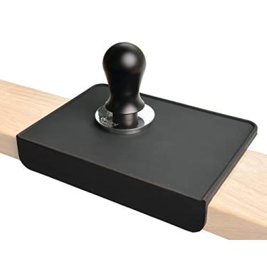 Imagem de MiiCoffee Tapete de calcadeira de café expresso, silicone preto de grau alimentício 20 x 15 cm, estação de tampar café, acessório de café expresso, impermeável e resistente ao calor (preto)