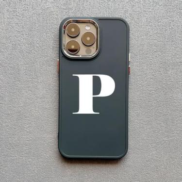 Imagem de Inicial 26 letras az moda capa de telefone para iphone 14 15 13 12 11 pro max x xs xr 7 8 plus se20 branco negrito capa macia, p, para iphone12
