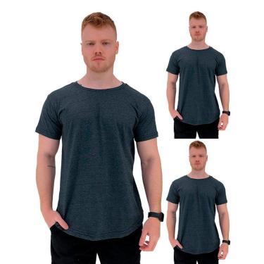 Imagem de Kit 3 Camiseta Longline MXD Conceito Slim Cores Básicas e Mescladas Lisas-Masculino