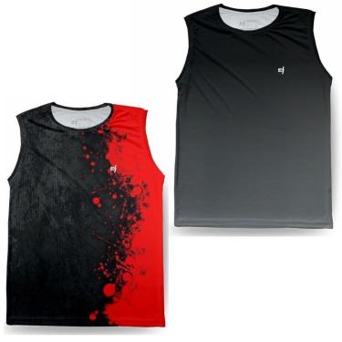 Imagem de Regata Masculina Corrida Cavada Proteção UV Térmica Kit 2-Masculino