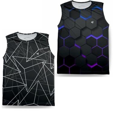 Imagem de Regata Masculina Cavada Proteção UV Térmica Esporte Kit 2-Masculino