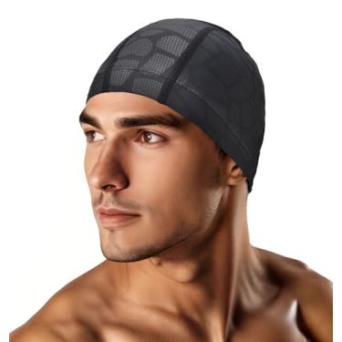 Imagem de Touca de natação de tecido, touca de natação respirável de alta elasticidade mantém o cabelo limpo e protege cabelos curtos macios de secagem rápida, adequada para homens, mulheres, adultos e