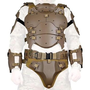 Imagem de Zhongren Colete de Airsoft Armadura Cosplay Coletes Ajustáveis Tático Molle Protetor de Peito Conjunto Paintball Combat Gear Fantasias (CB)