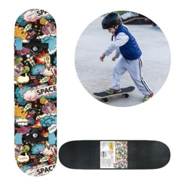 Imagem de Skate Completo Infantil Space Aliens Com Lixa 80cm