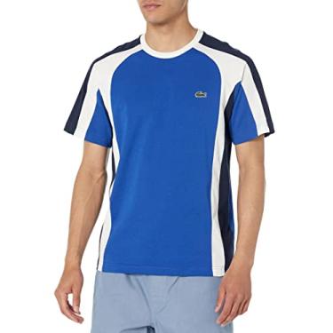 Imagem de Lacoste Camiseta masculina de manga curta e ajuste regular colorblock da Contemporary Collection's, Cobalto/azul marinho - farinha, M