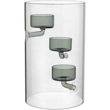 Imagem de CASTIÇAL 3 VELAS BOROSSILICATO 10x12x12cm TRANSPARENTE DECORATIVO PORTA VELA 