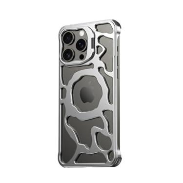 Imagem de Para iPhone 15 14 13 Pro Max Case Metal Titânio Liga de Alumínio Suporte Magnético Cloud Cooling Framework Capa Protetora, Silver, Para iPhone 15