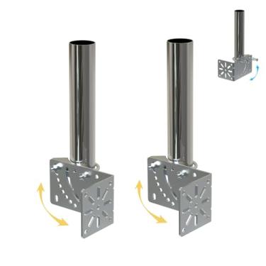 Imagem de Amazmount 2 peças de suporte universal de 3,8 cm de diâmetro para montagem de antena ajustável ao ar livre na estação meteorológica de parede com 25,4 cm de comprimento, kit de fixação de mastro de