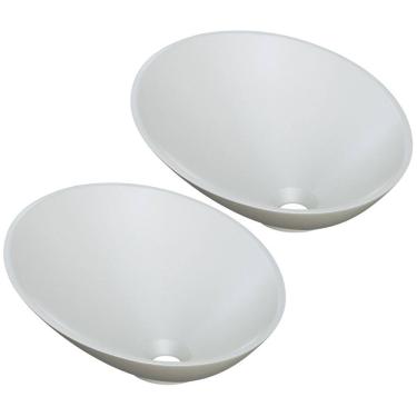 Imagem de Kit 02 Cubas de Apoio Meia Lua Para Banheiro Lavabo C01 BM38W Cinza Matte Fosca - Lyam