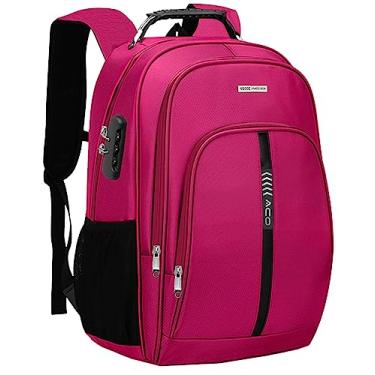 Imagem de Mochila Masculina Feminina Notebook Bolso Antifurto Escolar Faculdade Dia a Dia Reforçada Resistente a Agua Saída usb/Fone (Rosa)