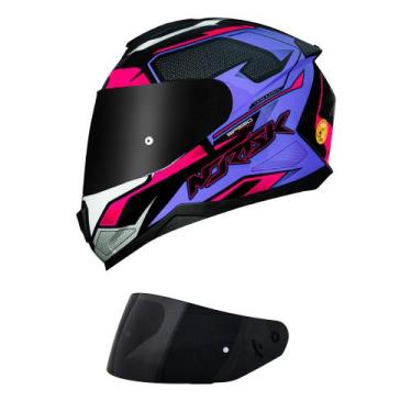 Imagem de Capacete Norisk Razor Speed Max Roxo e Rosa Mais Viseira Fumê, 62