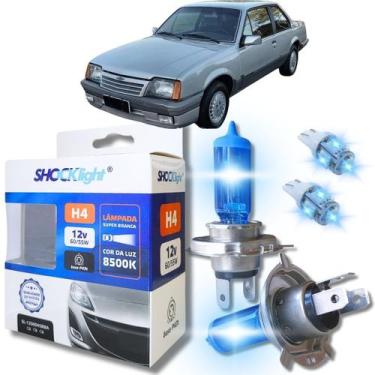 Imagem de Kit par lâmpadas super branca conector h4 8500k shocklight + par leds 