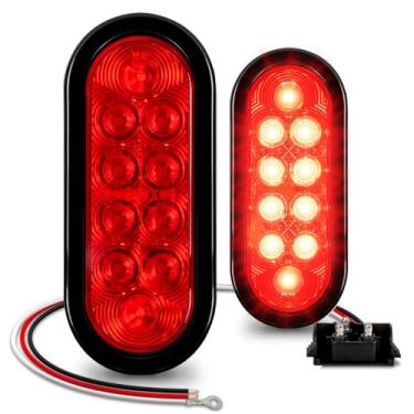Imagem de TRUE MODS Kit de luz traseira de reboque oval vermelho de 2 peças de 15 cm [Stop Turn Tail] [DOT FMVSS 108 SAE S2TSI6P2] [ilhós e plugue de 3 pinos] [IP67 à prova d'água] Luzes de freio para trailer e