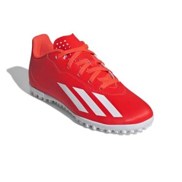 Imagem de adidas Soccer X Crazyfast Club Turf (criança pequena/criança grande), Vermelho solar/branco/amarelo solar, 12 Little Kid