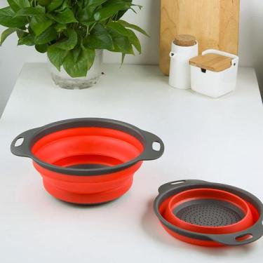 Imagem de Escorredor de Alimentos Dobravel Retratil de Silicone para Macarrão Ma