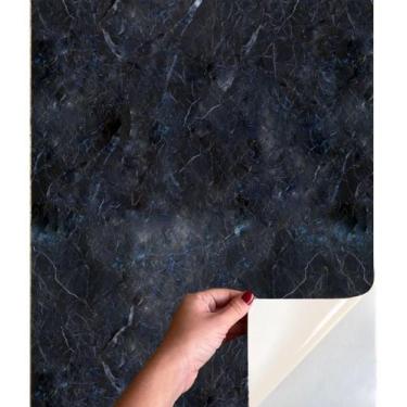 Imagem de Adesivo Piso Autocolante Lavável Chão Marmore Preto Textura - DecoraPl