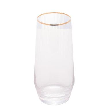 Imagem de Conjunto 2 Copos Altos Vidro Borda Dourada Lines 400Ml Wolff