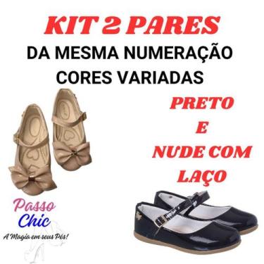 Imagem de Kit 2 Pares Sapatilha Infantil Menina Verniz Lisa E Com Laço Confortáv