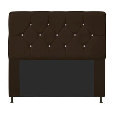 Imagem de Cabeceira França Estofada Strass 140cm Cama Box Casal Suede Marrom - Amarena Móveis