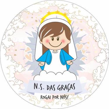 Imagem de Painel de Lona Redondo Santinhos Católicos Nossa Senhora das Graças - 