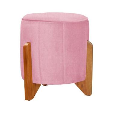 Imagem de Puff Jade Pés em Madeira Suede Cores - DS Estofados, Rosa