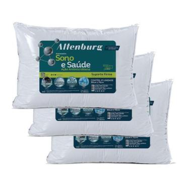 Imagem de Kit 3 Travesseiros Suporte Firme Anti Alérgico Sono E Saúde Altenburg 