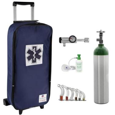 Imagem de Kit Oxigênio 3L Bolsa Marinho com Rodinhas Sem Carga Válvula Click - C