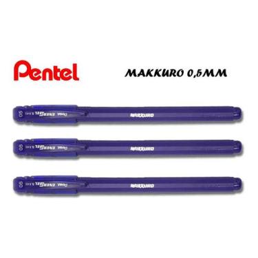 Imagem de Caneta Gel Pentel Energel Makkuro 0.5 Azul Kit c/ 3 unidades