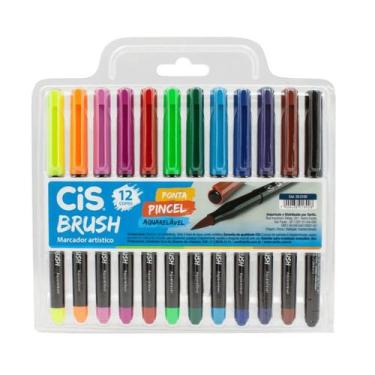 Imagem de Caneta Cis Brush Pen Aquarelável 12 Cores