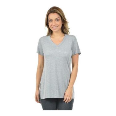 Imagem de Blusa Feminina Longa Mullet Gola V Longline Tj - Vesttuario, Cinza, Cl
