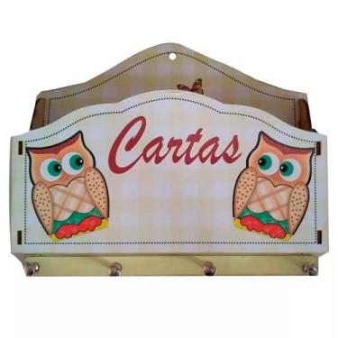 Imagem de Porta Cartas com Porta Chaves Chaveiro Decor - Coruja dos Correios - R