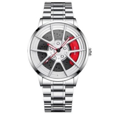 Imagem de Relógio Masculino Roda De Carro Aço Inoxidável à Prova D água ELASHOPP