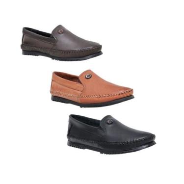 Imagem de Mocassim masculino sapatilha ortopédica casual slip on de couro legiti