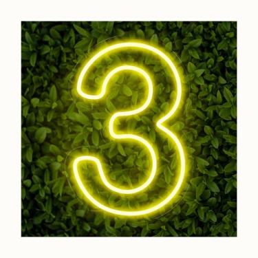 Imagem de Painel Led Neon Número Luminoso 3 Três 60cm Decoração Festa - letreiro
