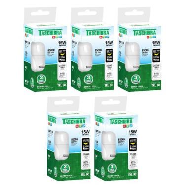 Imagem de Lâmpada Led Bulbo 6500k A60 Tkl 15w E27 Taschibra Kit 5 Pçs