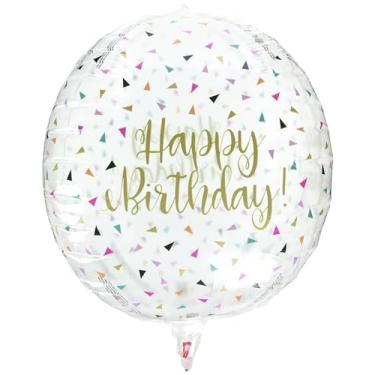 Imagem de Transparente com balão de hélio de aniversário colorido com esfera cheia de confetes - 38 cm | Atraente e durável, perfeito para celebrações de aniversário - 1 peça.