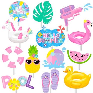 Imagem de 36pc Summer Cupcake Toppers - Pool Party Decorations - Water Themed Birthday Cake Picks for Swimming Baby Shower
