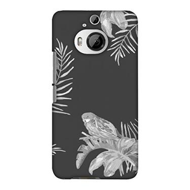 Imagem de AMZER Capa traseira rígida de encaixe com design feito à mão e slim fit para HTC One M9 Plus - elementos tropicais - cor HD cinza, capa traseira ultra leve