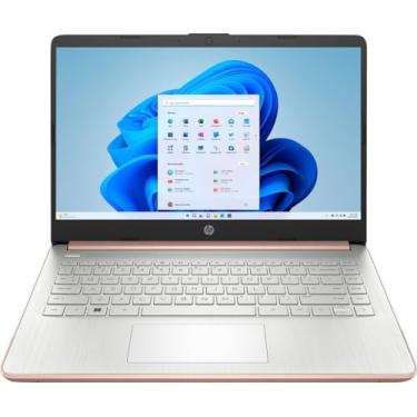 Imagem de HP Laptop com tela HD de 14 polegadas (1366 x 768), Intel Celeron N4120, 1,1 GHz, 4 GB de memória, 128 GB eMMC, Windows 11 Home no modo S, um ano Office 365 incluído, ouro rosa, 14-dq0762dx