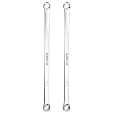 Imagem de HARFINGTON 2 chaves inglesas de extremidade dupla 16 x 17 mm métrica 12 pontos 0 graus deslocamento extra longo caixa dupla chave catraca CR-V ferramentas de chave inglesa longa polida para reparos