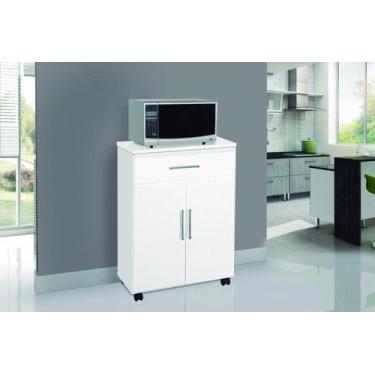 Imagem de Balcão com 2 Portas 1 Gaveta e Rodízios Liz Branco - Móveis Primus