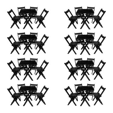 Imagem de Kit 8 Conjuntos Mesa Dobrável Para Bar E Restaurante 60x60cm Com 4 Cadeiras Em Madeira Maciça - Pret